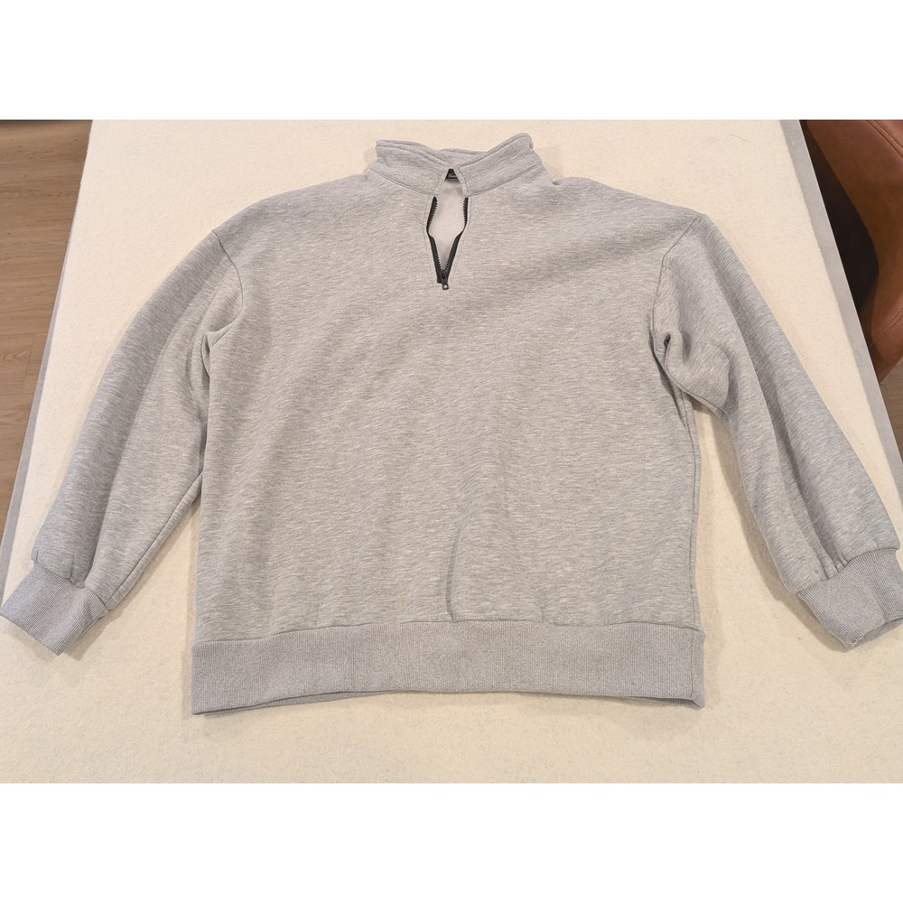 Trendy Queen Gray Quarter Zip Pullover Sweatshirt Size L